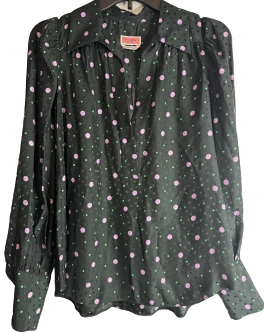 Kate Spade Green Polka Dot Blouse - MD | Preowned
