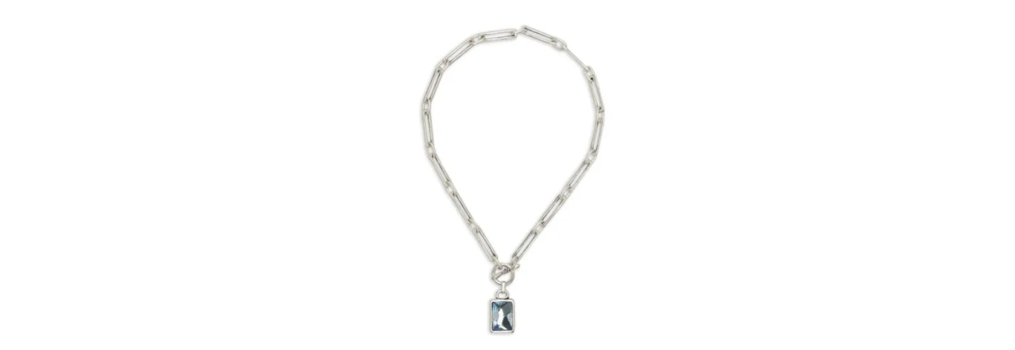 Handmade Blue Crystal Pewter Necklace