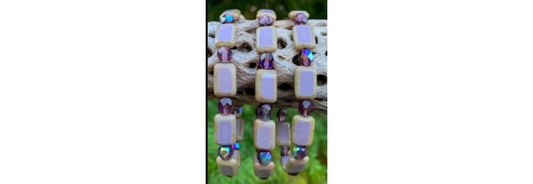 Czech Glass Stretchy Bracelet - Purple