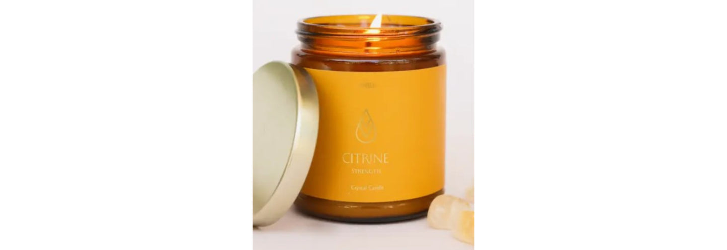 Amber Crystal Candle - Citrine 9 oz