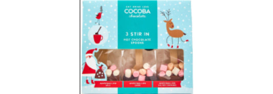 Set of 3 Holiday Hot Chocolate Cocoba Spoons