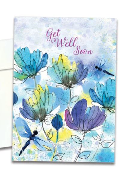 Floral Dragonflies Get Well Card