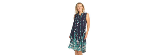 Turquoise Floral Navy Henley Dress
