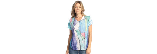 Freshia Abstract Burnout Short Sleeve Top