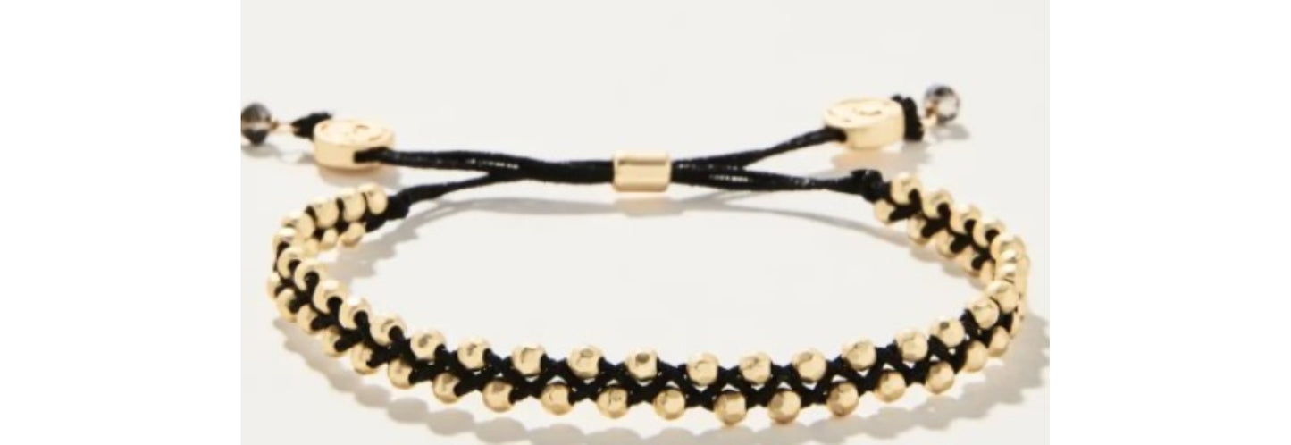 Friendship Bracelet Metallic Black/Gold Beads