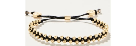 Friendship Bracelet Metallic Black/Gold Beads