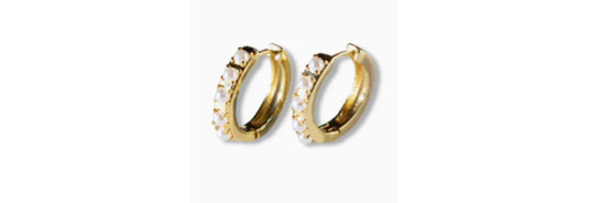 Gilded Earrings Hoops Pearl/Gold