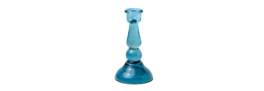Tall Glass Taper Holder - Blue
