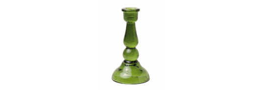 Tall Glass Taper Holder - Green