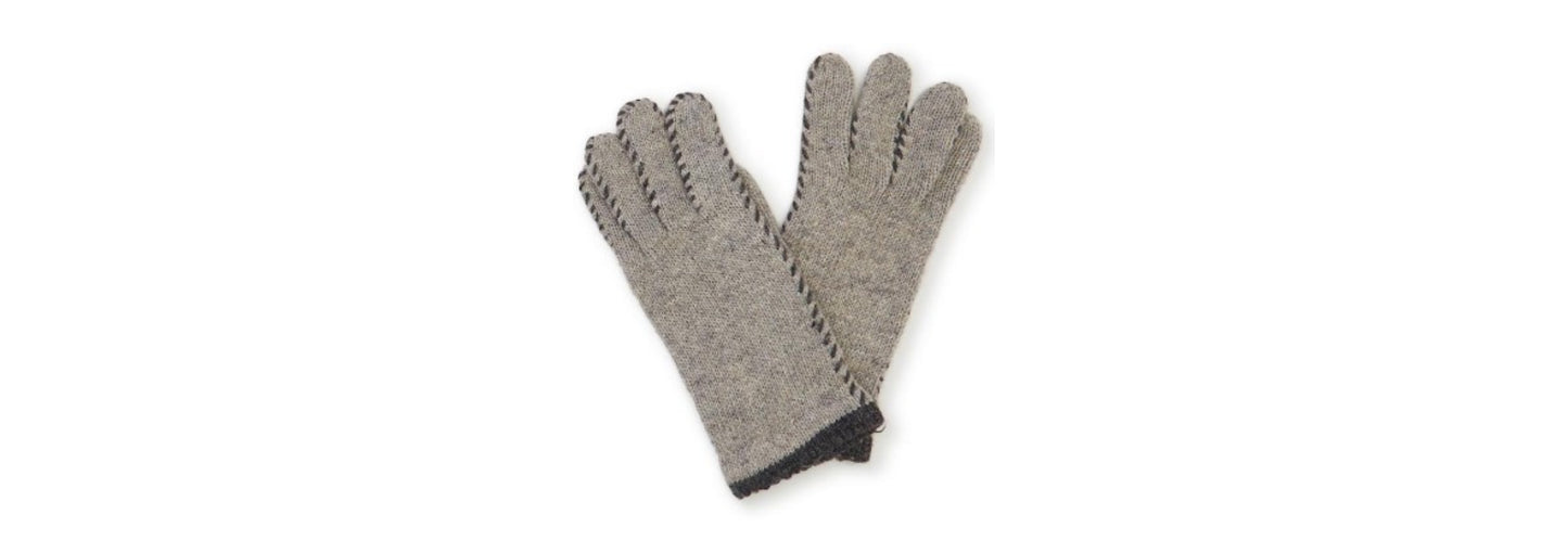 Contrast Stitch Knit Gloves - Grey