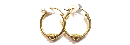 Bali Bead Hoop Earrings Gold Plated