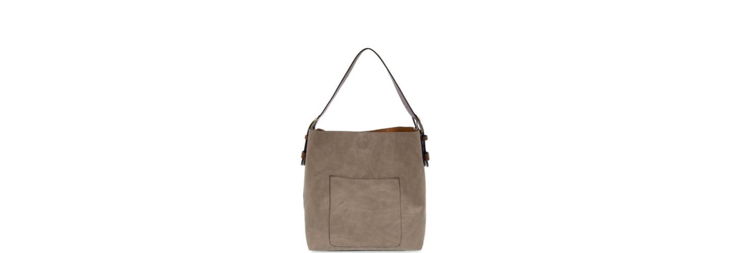 Classic Hobo Handbag - New Heathered Grey with Coffee Handle