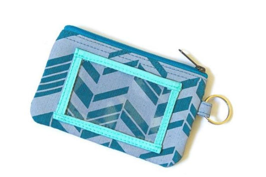 ID Case Zippered Pouch - Teal Chevron