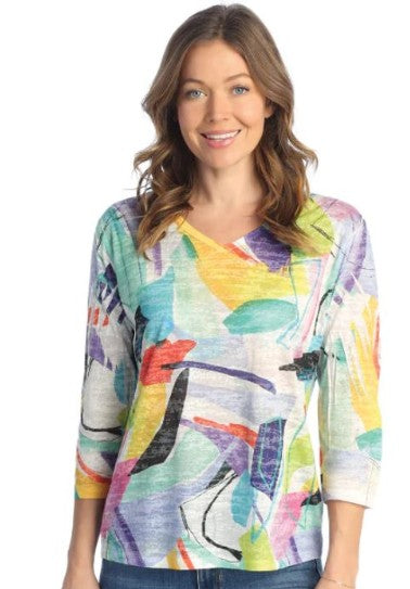 Multi Color Sublimation 3/4 Sleeves Kaia Top - Medium