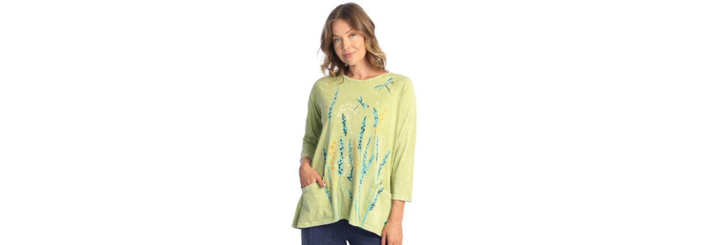 LINA MINERAL WASHED PATCH POCKET TUNIC TOP