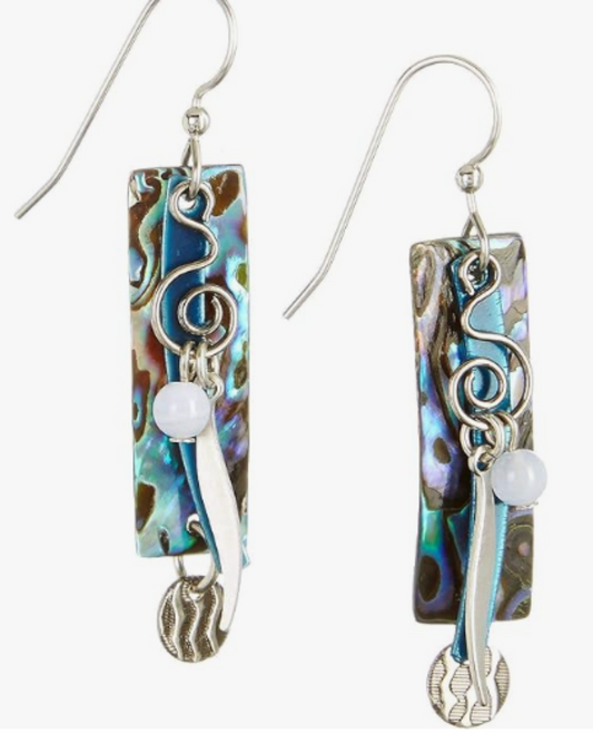 Abalone Rectangle Blue Earrings