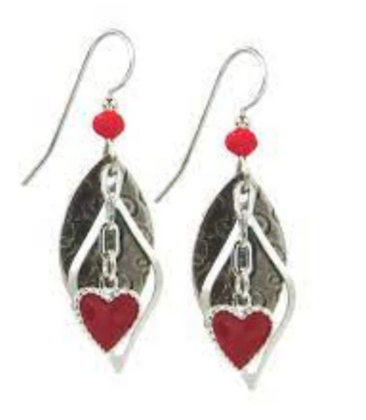 Red Heart on Football Earrings
