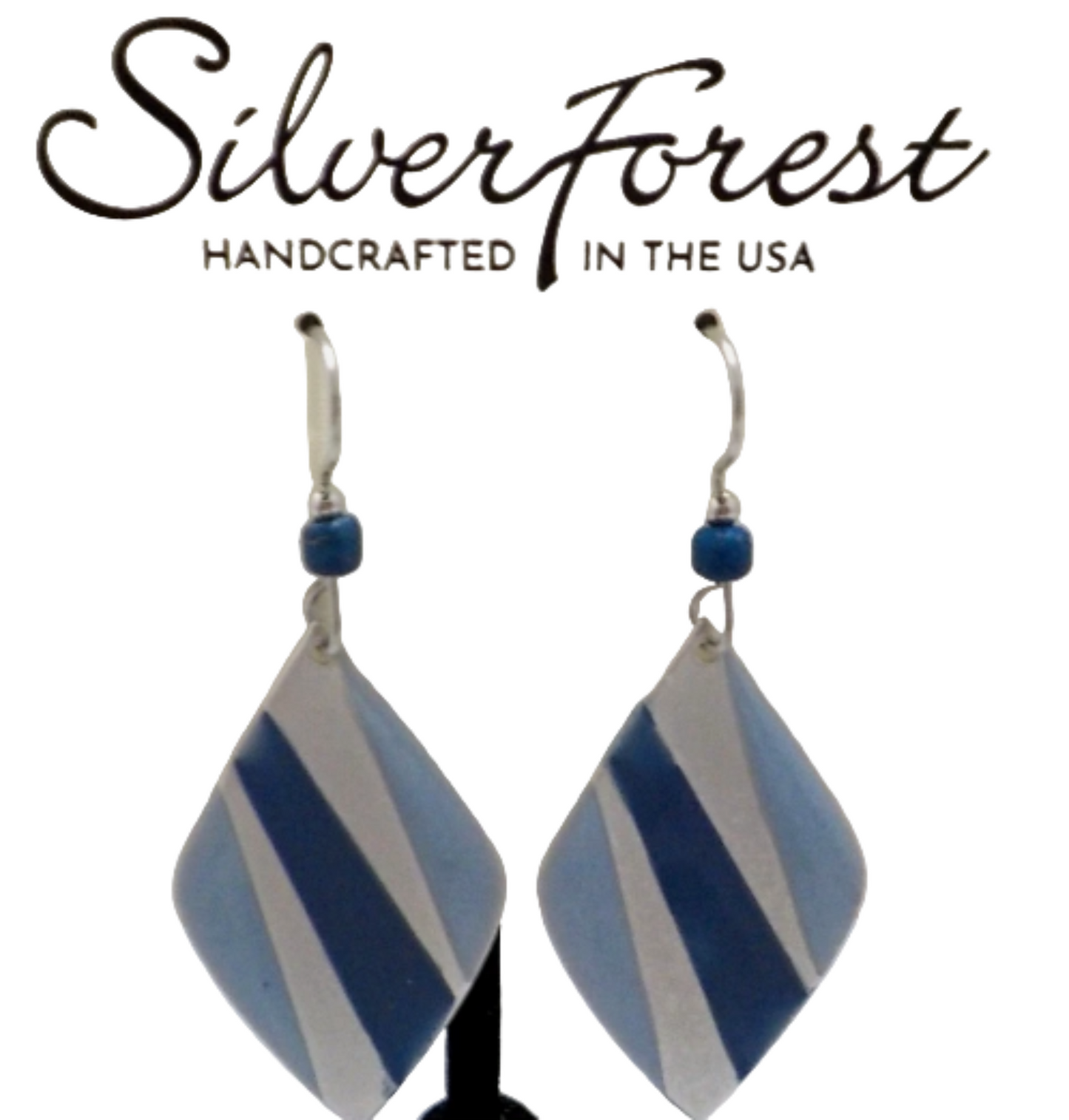 Silver Tone Blue Modern Earrings