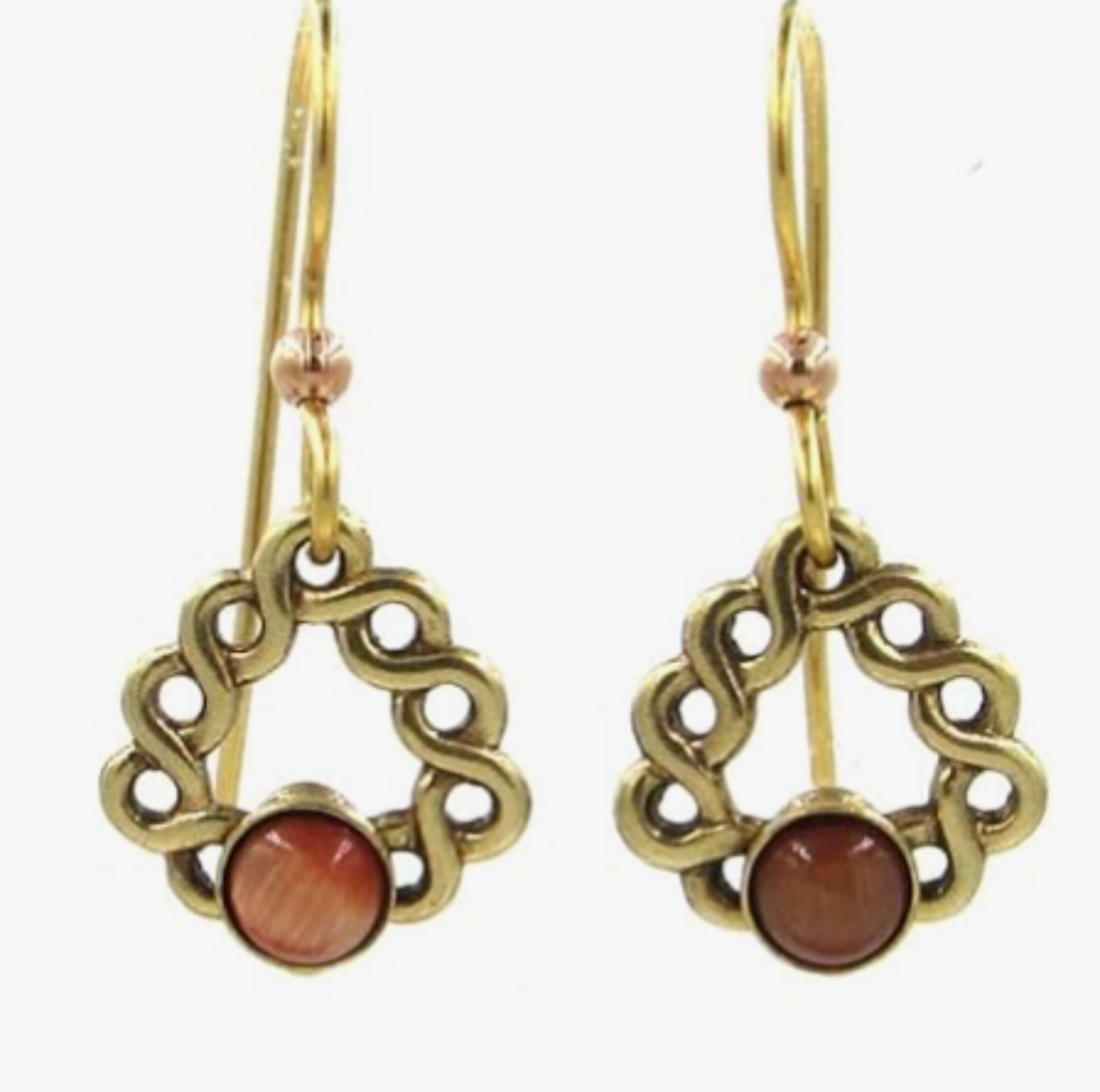 Woven Soft Triangle with Tiger Eye Stone Earrings
