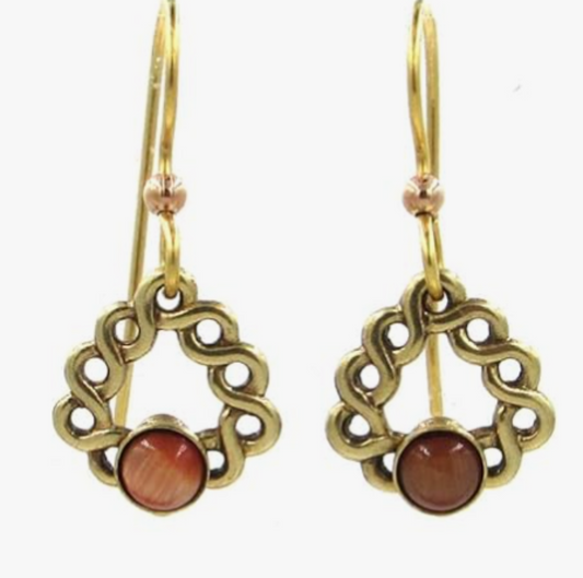 Woven Soft Triangle with Tiger Eye Stone Earrings