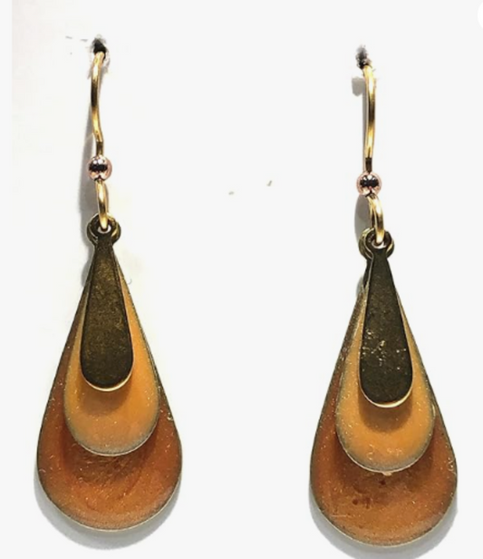 Layered Gold and Orange Teardrop Earrings