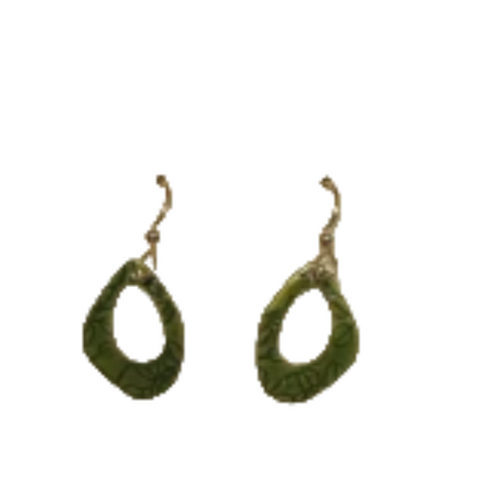 Organic Shape Leaf Green Earrings