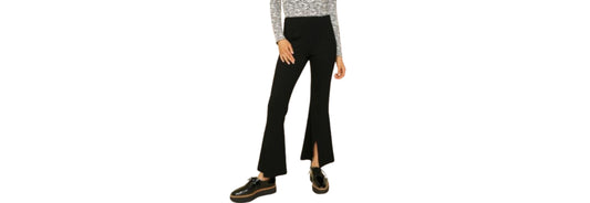 Front Slit Flare Pants Black