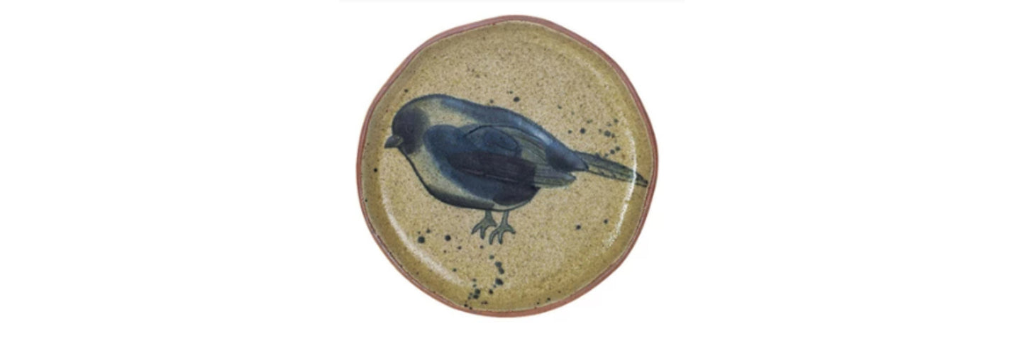 Reactive Crackle Glaze Plate - Insect & Bird Collection