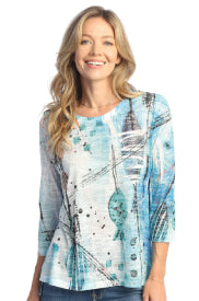 Burnout Hi-Lo Tunic Top - Multi Blues