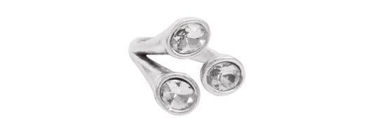 Silver Plated Ring Crystal Trio Adjustable