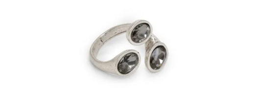 Silver Plated Ring Crystal Trio Adjustable