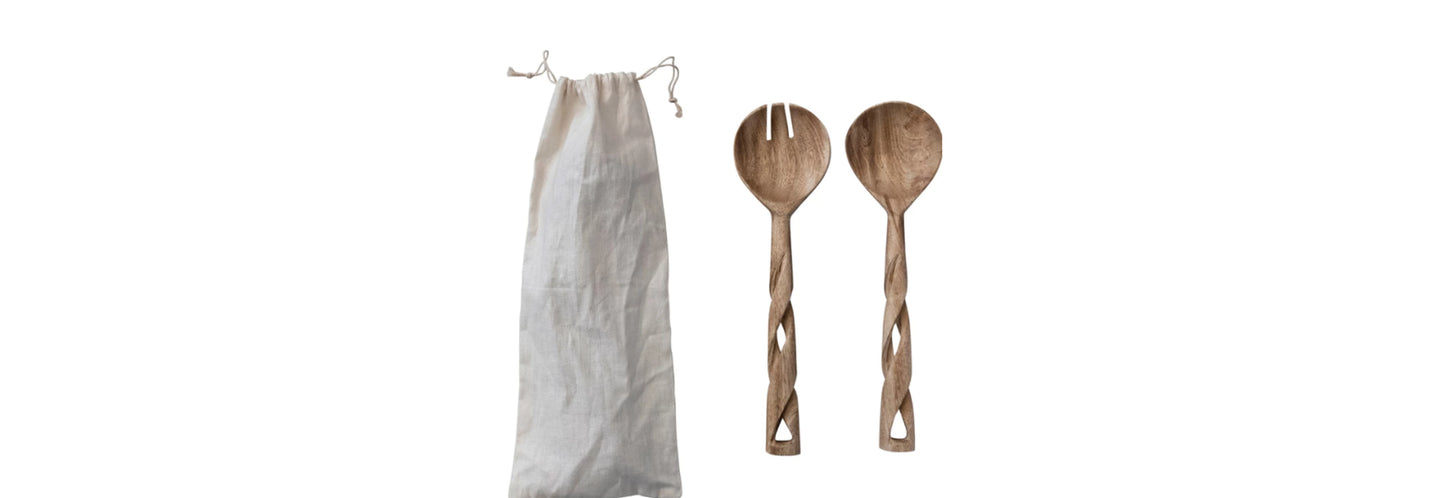 Mango Wood Salad Servers