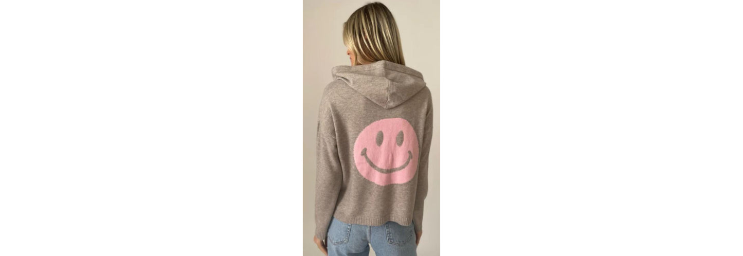 The Good Mood Hoodie - Grey/Pink