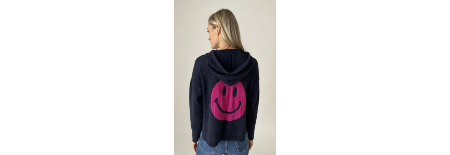 THe Good Mood Hoodie- Navy / Hot Pink