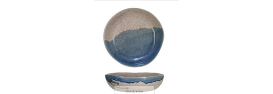 Stoneware Bowl Blue and Cream Reactivle Crackle Glaze