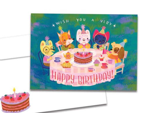 Animal Tea Party Birthday Greeting Card
