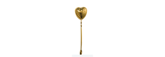 Stainless Steel Heart Shaped Tea Strainer - Gold Finish