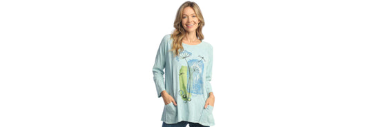 Glade Mineral Washed Tunic With Patch Pockets - Mint