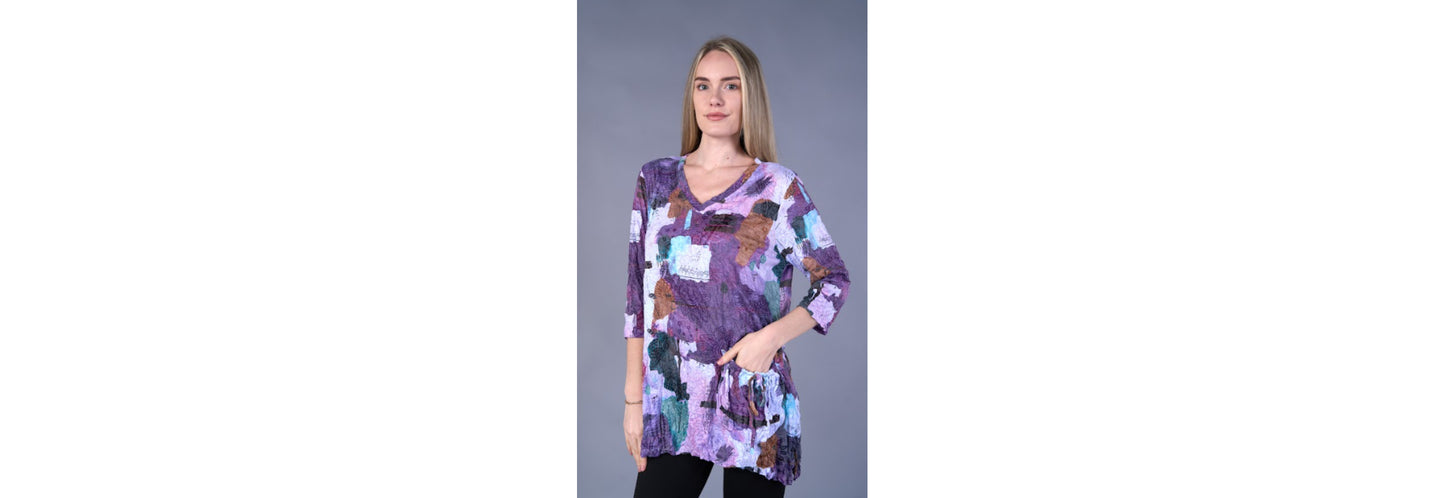 Shana Crinkle One Pocket Top Purple