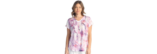 Wisteria Abstract Burnout Short Sleeve Top