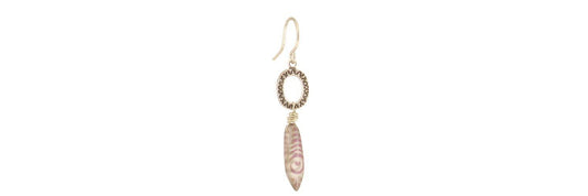 Earrings Czech Bead Leaf Purple Dangle - Baked Beads