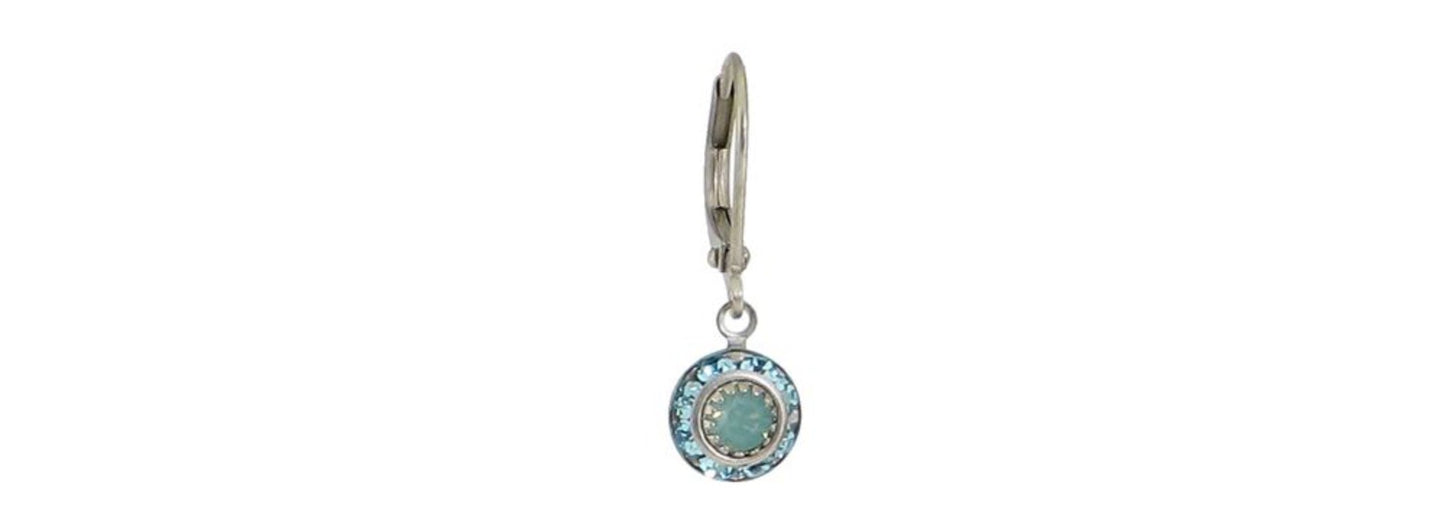 Earrings Crystal Disc Dangle Aqua - Baked Beads