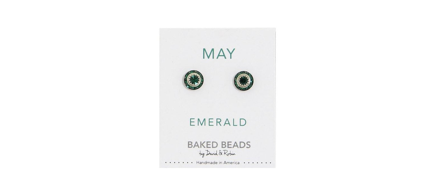 Earrings Birthstone Crystal Discs May Emerald Posts