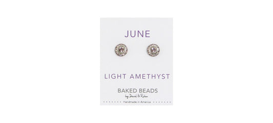 Earrings Birthstone Crystal Discs June Amethyst Posts - Baked Beads