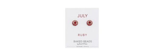 July Birthstone - Ruby Crystal Earrings - Baked Beads