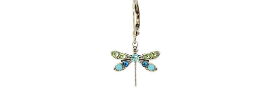 Earrings Crystal Dragonfly Dangle Green/Blue - Baked Beads
