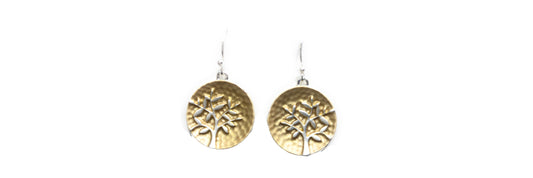 Two Tone Tree in Circle Earrings