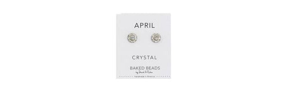 Earrings Birthstone April - Clear Crystal Discs Posts