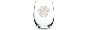 Jeweled Stemless Beverage Glass - Paw Print