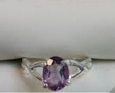 Ring Amethyst Oval Criss-Cross Sz 7